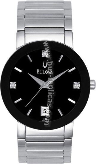 Bulova Diamond Steel Black Mens Watch 96D18