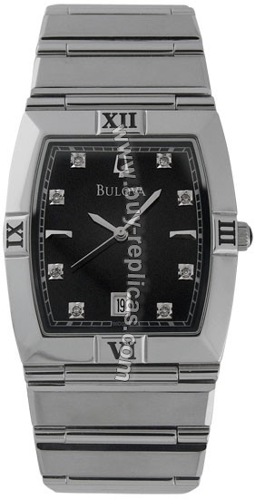 Bulova Diamond Steel Black Mens Watch 96D001