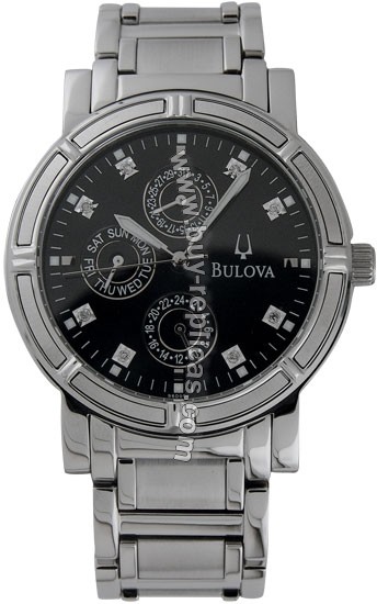 Bulova Diamond Steel Black Mens Watch 96D000