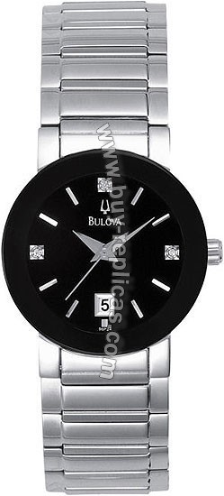 Bulova Diamond Steel Black Ladies Watch 96P24