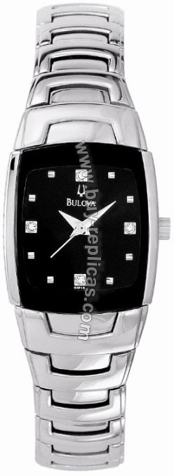 Bulova Diamond Steel Black Ladies Watch 96P15