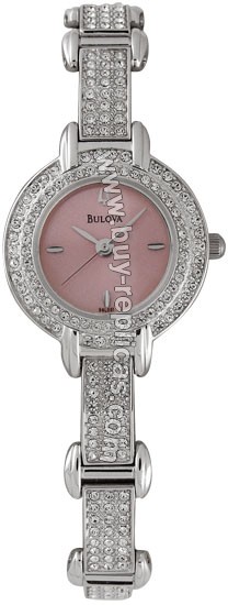 Bulova Crystal Steel Pink Ladies Watch 96L001