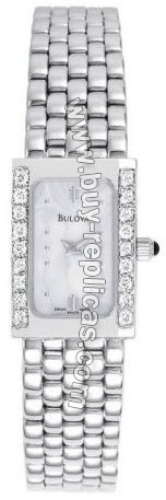 Bulova 14kt White Gold 18 Diamond White MOP Ladies Watch 95U26