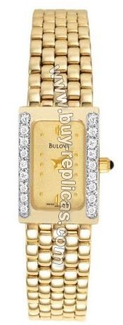 Bulova 14kt Yellow Gold 18 Diamond Champagne Ladies Watch 95U25