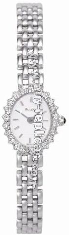 Bulova 14kt White Gold 10 Diamond MOP Ladies Watch 95U20