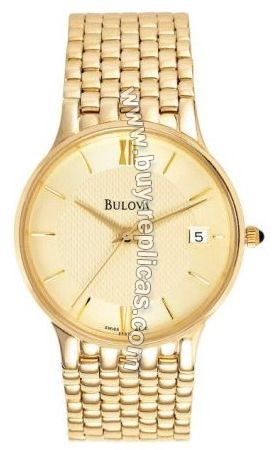 Bulova 14kt Yellow Gold Champagne Dress Mens Watch 95S12