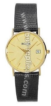 Bulova 14kt Yellow Gold Date Strap Mens Watch 95S05