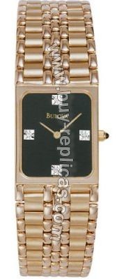 Bulova 14kt Yellow Gold Black Enamel Diamond Mens Watch 95R09