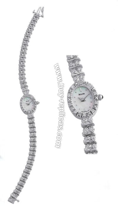 Bulova 14kt White Gold 30 Diamond Ladies Watch 95U29