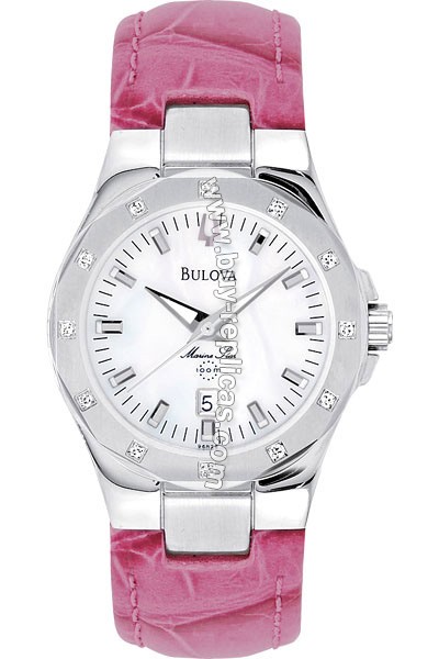 Bulova Marine Star Diamond Pink Ladies Watch 96R28