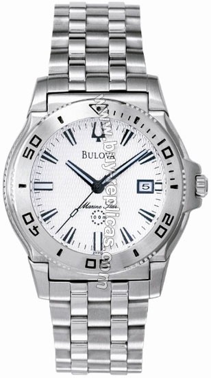 Bulova Marine Star Steel White Mens Watch 96G50