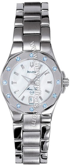 Bulova Marine Star Blue Sapphire Bezel Ladies Watch 96R23