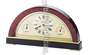 Bulova Executive Seabury Thermometer/Hygrometer Table Clock B2980