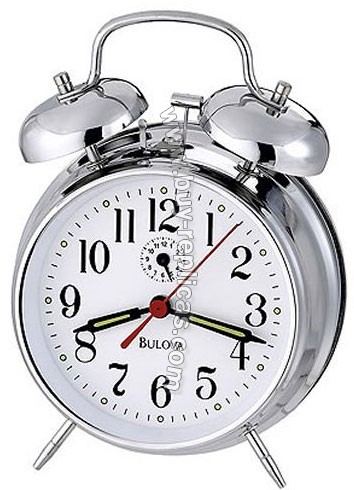 Bulova Chrome-Finish Bellman II Alarms/Bedside Clock B8127