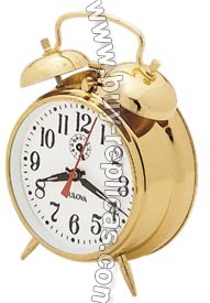 Bulova Brass-Finish Bellman Alarms/Bedside Clock B8124