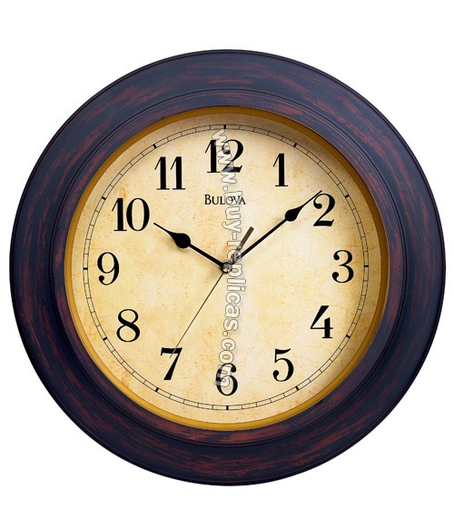 Bulova Golden Wooden Wall Redmond II Clock C4236