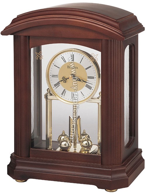 Bulova Mantel Nordale Two-Tone Walnut Table Clock B1848