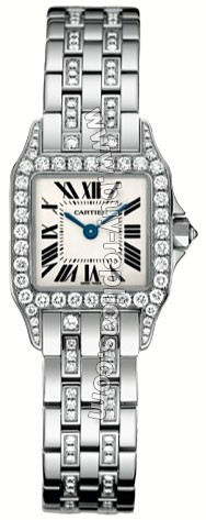 Cartier Santos Demoiselle Diamond 18kt White Gold Ladies Watch WF9003YC