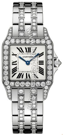 Cartier Santos Demoiselle Diamond 18kt White Gold Large Ladies Watch WF9010YC