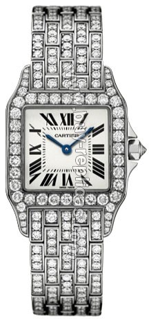 Cartier Santos Demoiselle Diamond 18kt White Gold Large Ladies Watch WF9010YA