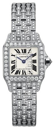 Cartier Santos Demoiselle Diamond 18kt White Gold Ladies Watch WF9003YA