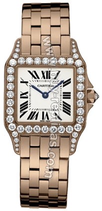 Cartier Santos Demoiselle Diamond 18kt Rose Gold Large Ladies Watch WF9007Z8