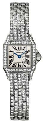 Cartier Santos Demoiselle Diamond 18kt White Gold Mini Ladies Watch WF9005YA