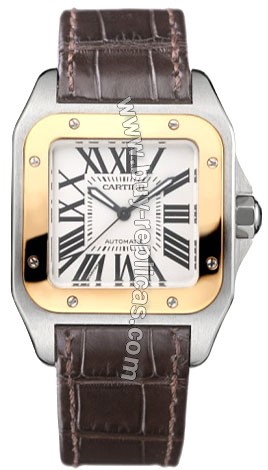 Cartier Santos 100 18kt Rose Gold and Steel Midsize Watch W20107X7