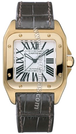 Cartier Santos 100 18kt Rose Gold Ladies Watch W20108Y1