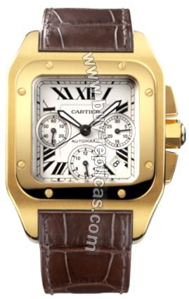 Cartier Santos 100 18kt Yellow Gold XL Chronograph Mens Watch W20096Y1