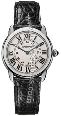 Cartier Ronde Solo Steel Black Leather Ladies Watch W6700155