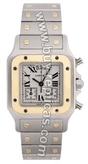 Cartier Santos Two-Tone 18kt Yellow Gold and Steel Chronograph Mens Watch W20042C4