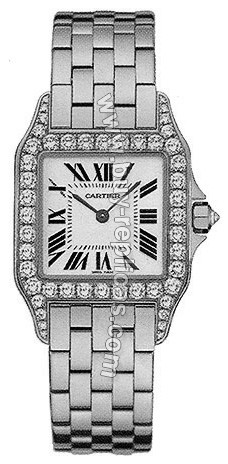 Cartier Santos Demoiselle 18kt White Gold Diamond Large Ladies Watch WF9004Y8