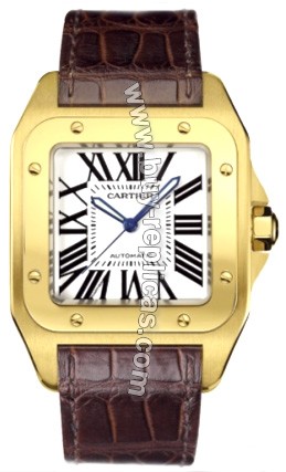 Cartier Santos 18kt Yellow Gold and Steel Mens Watch W20071Y1