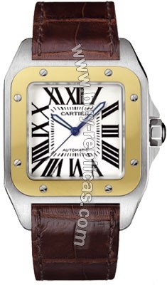 Cartier Santos 18kt Yellow Gold and Steel Automatic Mens Watch W20072X7