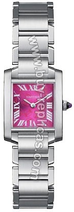 Cartier Tank Francaise Limited Edition Steel Raspberry Ladies Watch W51030Q3