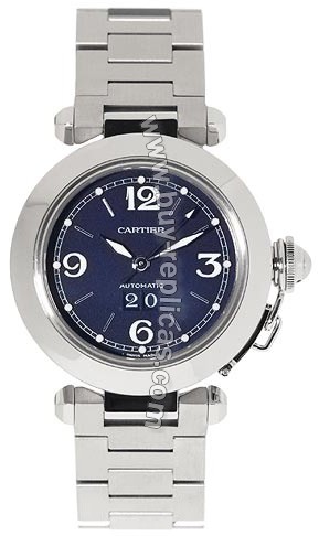 Cartier Pasha C Steel Automatic Blue Mens Watch W31047M7