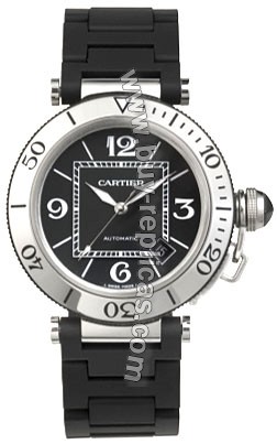 Cartier Pasha Seatimer Steel Rubber Mens Watch W31077U2