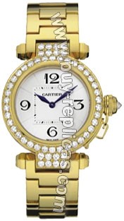 Cartier Pasha Diamond 18kt Yellow Gold Ladies Watch WJ11945G