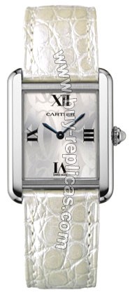 Cartier Tank Solo Steel White Alligator Ladies Watch W1019555