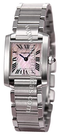 Cartier Tank Francaise Steel Pink Mother-of-Pearl Ladies Watch W51028Q3