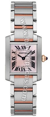 Cartier Tank Francaise 18kt Rose Gold and Steel Pink Mother-of-Pearl Ladies Watch W51027Q4