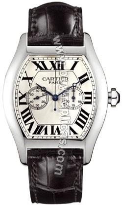 Cartier Tortue Chronograph Single Push Piece 18kt White Gold XL Mens Watch W1546651