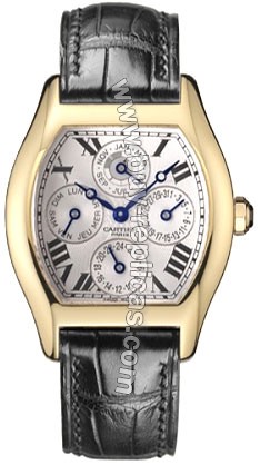 Cartier Tortue Perpetual Calendar Two Time Zone 18kt Yellow Gold Mens Watch W1538651