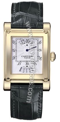 Cartier Tank a Vis Time Calendar Apertures 18kt Yellow Gold Mens Watch W1534451