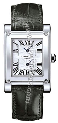 Cartier Tank a Vis Two Time Zones 18kt White Gold Mens Watch W1534351