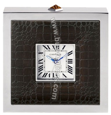 Cartier Desk clock with engraved crocodile scales d閏or W0100055