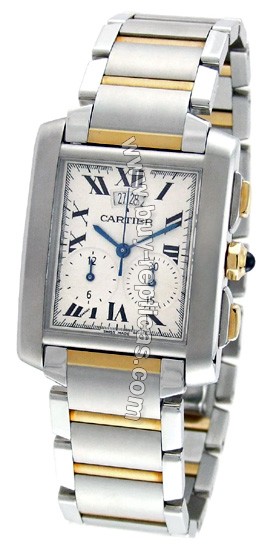 Cartier Tank Francaise 18kt Yellow Gold and Steel Chronograph Mens Watch W51004Q4