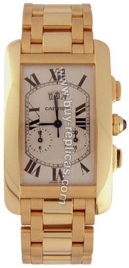 Cartier Tank American 18kt Yellow Gold Chronograph Mens Watch W26058K2