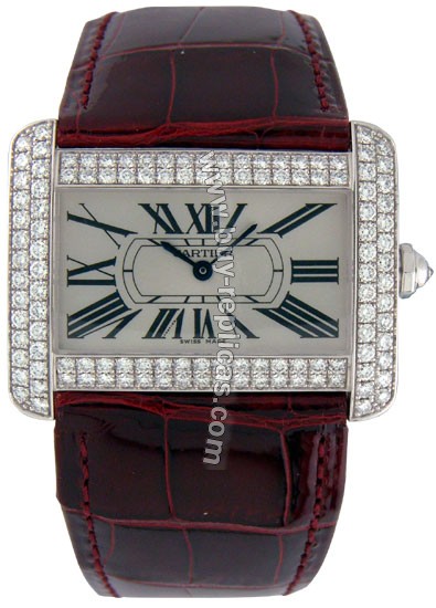 Cartier Tank Divan 18kt White Gold Diamond Mens Watch WA301370